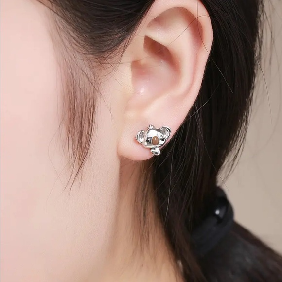 Sterling Silver Koala Stud Earrings - Picture 3 of 4